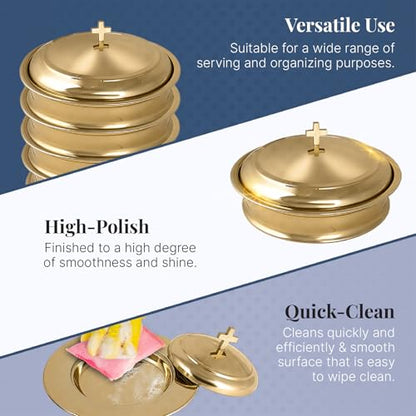 Communion Set for Church - Two Communion Trays & Two Bread Plates with Lid