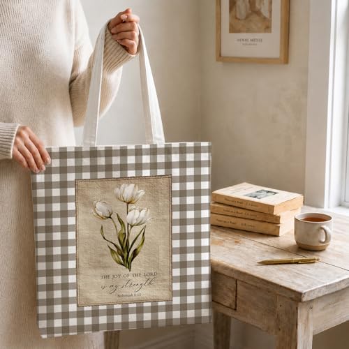 Christian Tote Bag - color: White Tulip Floral