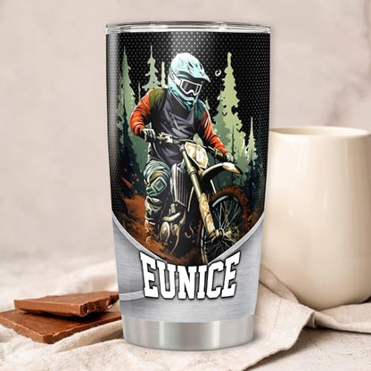 DORRIS Personalized Motorcycle Tumbler with Lid 20oz 30oz Stainless Steel Insulated Cups Travel Coffee Mug Gifts for Men Women Biker Husband Wife Birthday - color: Biker