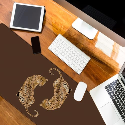 Cheetah Print Desk Mat, Brown Leopard Mouse Pad 31.5x11.8 - color: Brown Cheetah Large, size: 31.5L x 11.8W inches