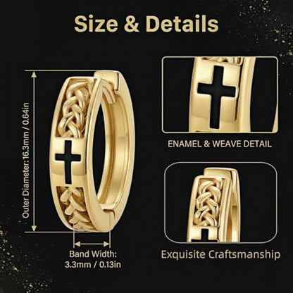 14K Gold Hoop Earrings for Women Gold Huggie Hoop Earring for Men - color: Celtic Knot-1