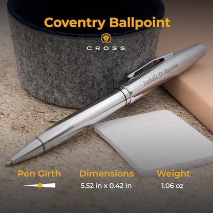 Cross Coventry Personalized Ballpoint Pen in Polished Chrome - color: Lustrous Chrome
