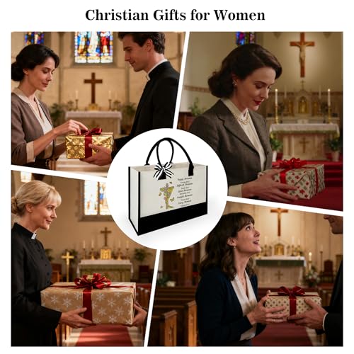 Christian Gifts for Women Faith - Inspirational Religious Gifts for Women Christians Christmas Birthday Valentines Easter Gift for Christians Friend Mom Sister Canvas Tote Bag Utility Beach Bags