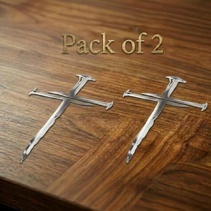 Cross of Nails Sticker - Vinyl Christian Sign Decal, Pack of 2, 6'' (Silver) - color: Silver