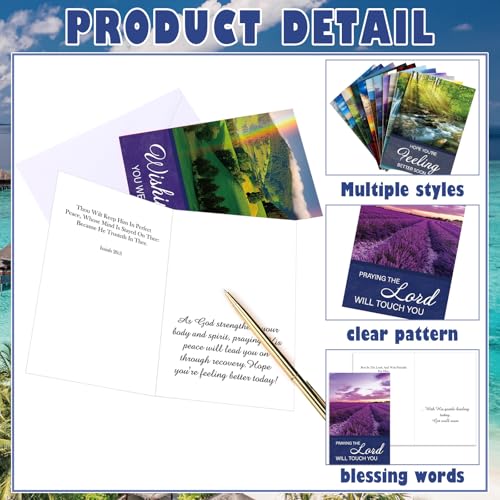 Motiskyy 36 Pcs Christian Get Well Cards with Scripture, Nature Landscape - style: Nature Landscape