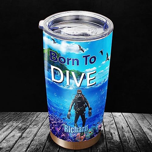 Dorris Personalized Scuba Diving Tumbler Customized Name With Lid 20 30oz Stainless Steel Insulated Coffee Mug Home Funny Travel Diver Tumblers Gifts For Men Women Husband Christian On Birthday - color: Diving