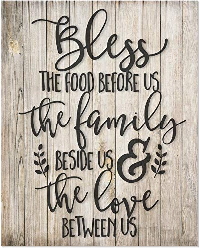 Bless The Food Before Us Rustic Wood Wall Sign (16x20) - color: Brown, size: 20L" x 16W"