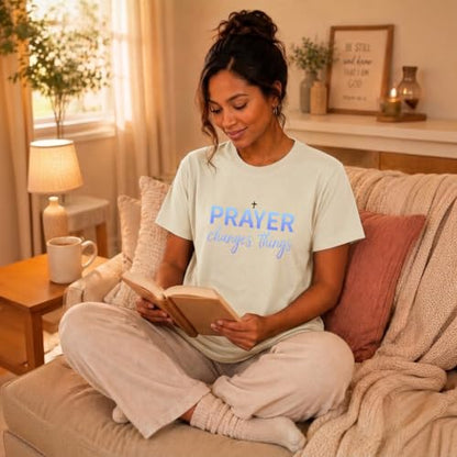 BeWithYou Christian Shirts for Women Religious Faith Jesus God Tshirts Inspirational Bible Verse Cross Graphic Tee Casual Top - color: Apricot, size: XX-Large