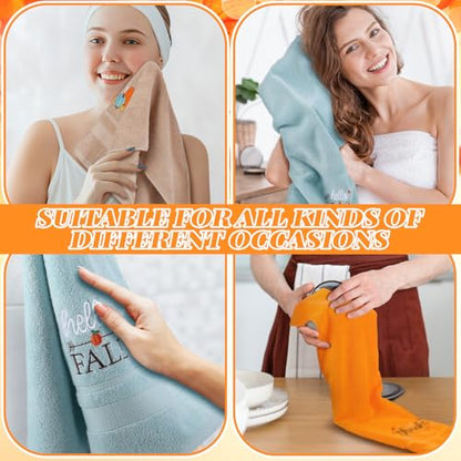 SmoothNovelty 3 Pcs Give Thanks Pumpkin Fall Hand Towels for Bathroom - color: Give Thanks, size: 13.3 x 29.5 inches