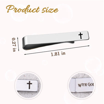 Novelty Mens Tie Clip for Wedding Graduation Gift for Him Son Grandson Birthday Christmas Gift Tie Clips for Dentist Pilot - style: with god all things possible