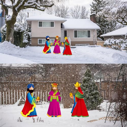Wenqik 3 Pcs Christmas Three Wise Men Outdoor Yard Signs with Stakes Religious Nativity Scene Signs Three Kings Outdoor Lawn Decoration Set for Christmas Yard Lawn Garden Pathway Decorations