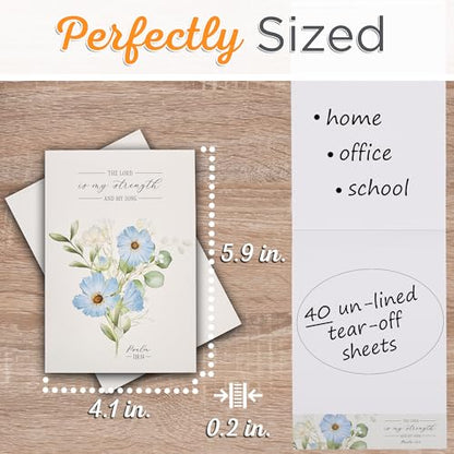 Christian Art Gifts Small Scripture Notepad for Women: Lord is My Strength - color: Blue Floral