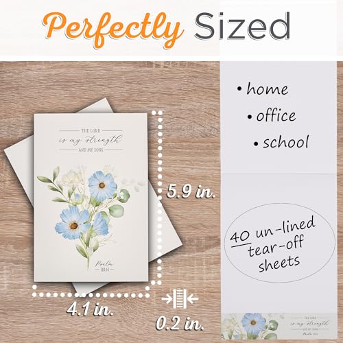 Christian Art Gifts Small Scripture Notepad for Women: Lord is My Strength - color: Blue Floral