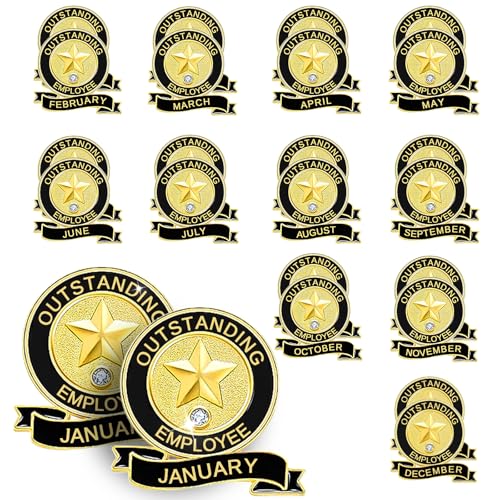 24 Pack Employee of the Month Lapel Pins - Recognition Excellence Service Appreciation Awards for Team Staff - Perfect for Employee of the Month Board