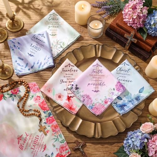 HunnmingRe Christian Handkerchief for Women Inspirational Gifts Bulk Inspirational Religious Bible Verse Handkerchief - style: Inspiring Cross