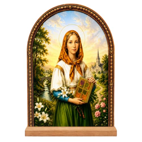 TALPGOD St Dymphna Stand Catholic Ornament Statue – Saint Dymphna Statue Acrylic Tabletop Décor for Home Altar & Desk,Christian Art Gifts for Women,Religious Prayer Room Decor - color: St Dymphna