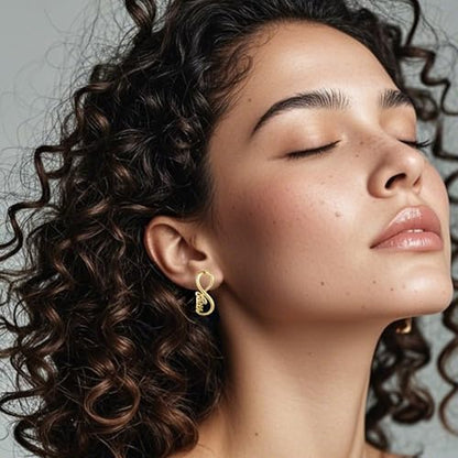 14K Gold Plated Sterling Silver Cross Drop Earrings - color: Infinity-Gold