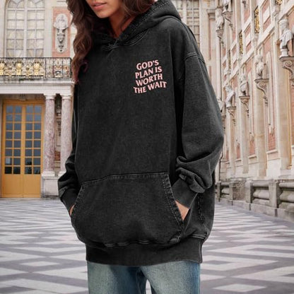 Christian Graphic Hoodies for Women God Bible Verse Oversized Hoodie Religious Letter Print Acid Wash Sweatshirts - color: Black, size: Medium