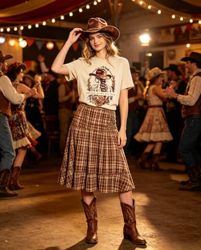 Country Music Concert Shirt Women Retro Rock and Roll Graphic Tee Tops Western Fan Gift Shirts Band Short Sleeve Tops - color: Apricot, size: X-Large