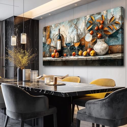XIGUANGART Canvas Wall Decor For Kitchen Wall Art For Dining Room Decorations Wine Glass Painting Still Life Vintage Abstract Picture Artwork Pub Living Room Wall Mural Posters Home Decor 20"x40" - color: Wine Glass Painting, size: 40"L x 20"W