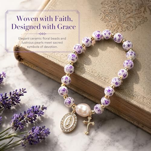 Holy Water Bracelet for Women,Religious Christian FaithJewelry - color: Purple