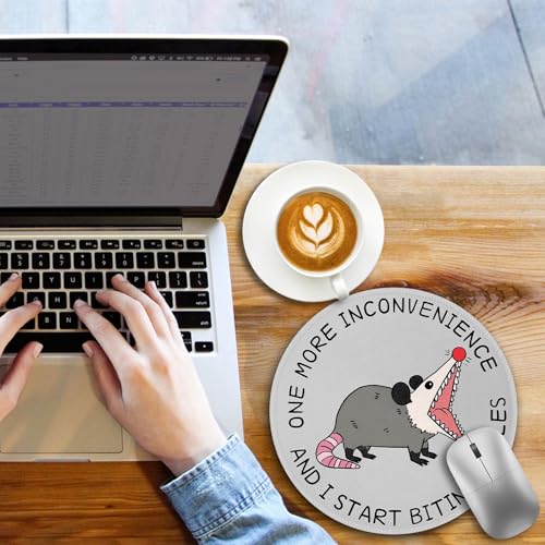 Funny Work Mouse Pad, Small Round Mousepad for Desk, Laptop - color: Funny Opossum
