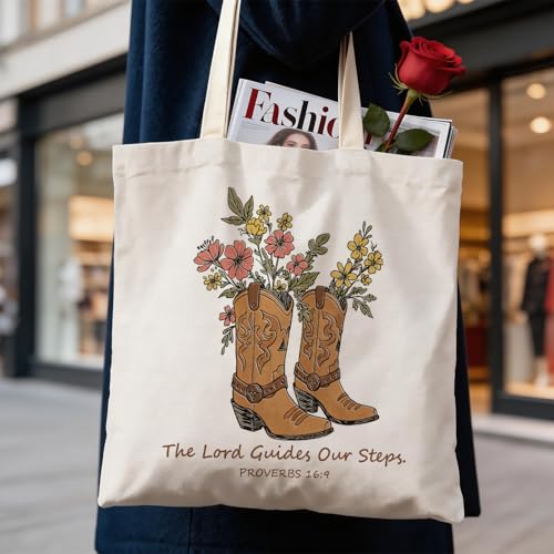Western Canvas Tote Bag, Western Gift for Women - color: Western Christian