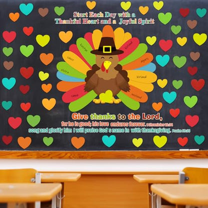 Mooliwe 103 Pcs Thanksgiving Turkey Classroom Bulletin Board Decoration Set