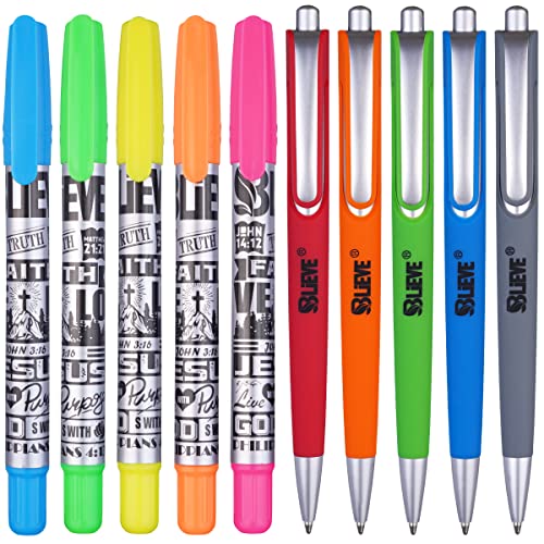 BLIEVE - Aesthetic Highlighters and Gel Pens With Soft Ink and Chisel Tip, Bible Highlighters and Pens No Bleed, Dry Fast Easy to Hold, for Bible Journaling Planner School Supplies (COLORFUL) - color: Vibrant 10pcs