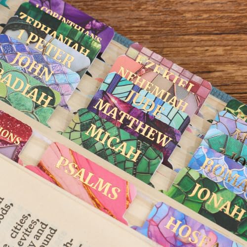 Bible Tabs for Women, 66 Large Print Laminated Bibles Chapters Index Tabs and 39 Blank Dividers Sticky Labels, Mosaic Bible Study Supplies, Journaling Accessories, Christian Gifts for Men - style: Mosaic