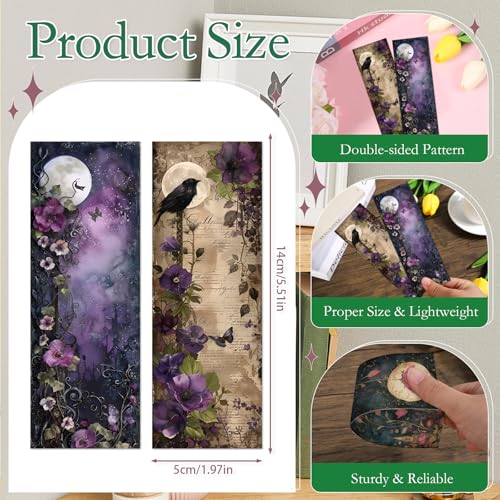 Moonlit Night Garden Bookmarks Gifts - Cosmisun 120 Pcs Fantasy Floral Bookmark Paper Vintage Flower Castle Book Marks Page Marker Clip Favors for Women Men Office Home Book Lovers Reading Supplies - color: Moonlit Night Garden