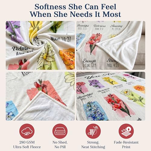 WRAPIX Christian Gifts for Women Faith - Soft Fleece Throw Blanket 50x60 in - color: White - Chosen Seed, size: 50x60 inches