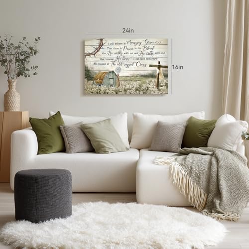 Snlihc Wrapped Canvas Christian Barn Windmill Church Wall Art 12x16 in - color: Scripture, size: 16"L x 12"W