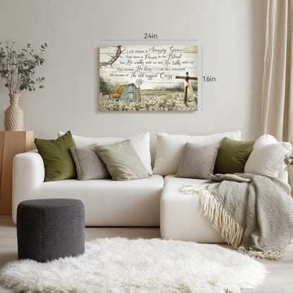 Snlihc Wrapped Canvas Christian Barn Windmill Church Wall Art 16x24 in - color: Scripture, size: 24"L x 16"W