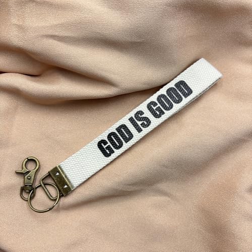 Make Heaven Crowded Christian Keychain Cotton Wristlet Keychain Bronze Key Fob Soft Car Keychain Wristlet - color: God is Good