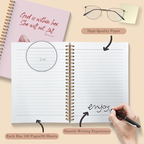 Pink Coquette Bow Christian Spiral Notebooks, God is Within Her She Will Not Fall Bible Journal, Religious Prayer Journal for Woman, Coquette Girly Office Supplies, 11.8x8.66 Inches - color: Colour-4-A4