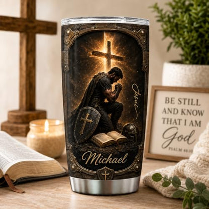 Personalized Christian Gifts For Men - A Child Of God Man Of Faith Bible Tumbler V17 - Warrior Christ Religious Faith For Dad, Husband, Grandpa on Fathers Day, Christmas, Birthday - color: CH-VAR-17