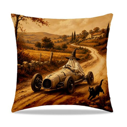 Dibor Fall Halloween Ghost Cat Racing Car Throw Pillow Covers 18x18 Inch - color: Fall3