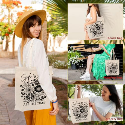 Christian Gifts for Women, Canvas Tote Bag, Faith Gifts for Women Girl Sister Inspirational Religious Gift Birthday - color: Floral Christian 756