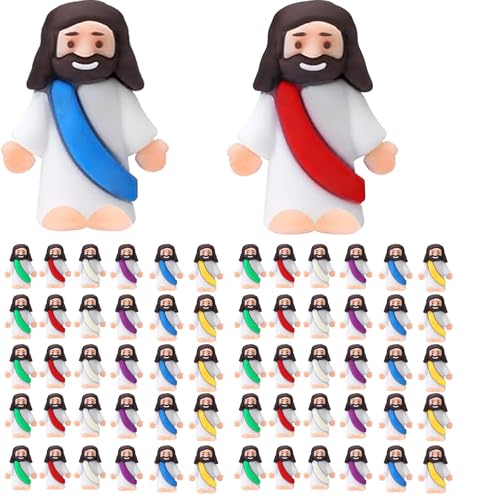 AKFAHOIF Mini Jesus Figures, Set of 60pcs Action Figures Little Jesus Figures, Tiny Jesus Figures to Hide and Seek Religious Gifts for Easter Egg Stuffers - color: Mix