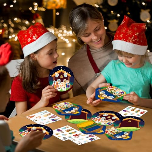FaCraft Christmas Crafts Sticker for Kids 24pcs Make a Nativity Scene Craft - color: C-24pcs