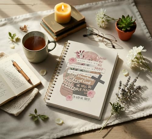 Bible floral Journal for Women,Christian Prayer Journal Pink Notebook Gifts for Teen Girls Kids,Bible Study Supplies, Cute Church Faith Journaling Hardcover Spiral Notebook 5.5x8.3 - color: flower 1