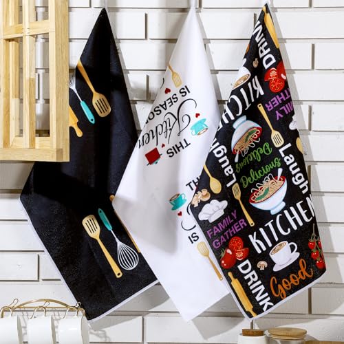 FuWeave 6 Pcs Funny Quotes Kitchen Towels Quotes Dish Towels Christian Farmhouse Vintage Hand Cloths Baking Mom Gifts for Cooking Lovers Spring Easter Bathroom Decor Housewarming Gift - color: Colorful, style: Funny Quotes