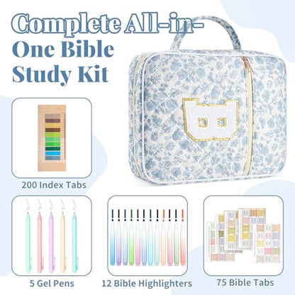 Personalized Initial Bible Cover Case for Women Girls,Blue Flower, B - color: Blue Flower, size: B