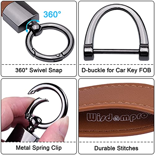 Wisdompro Genuine Leather Car Keychain, Universal Key Fob Keychain - color: Brown