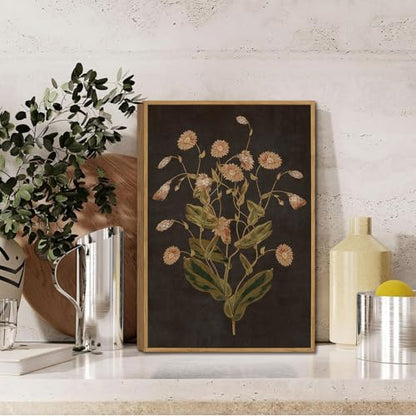 Moody Wildflower Framed Canvas Wall Art 12x16 inch - color: Wild-Mum, size: 12"x16" Natural