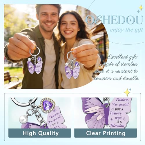 OEHEDOU Butterfly Gifts Keychain For Women Men Family Members Memorial Gift - color: Deep Purple Women