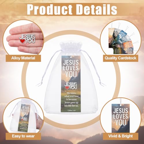 Supervitae 12 Set Jesus Loves You Bookmark Pin 1 John 3:16 Christian Gift - style: Jesus Love You