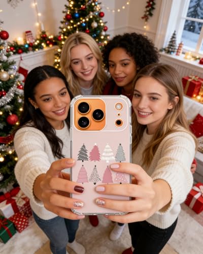 Pink Christmas Tree Phone Case Compatible with iPhone 17 Pro, Cute Christmas Holiday Phone Cover for iPhone 17 Pro - color: Christmas Tree