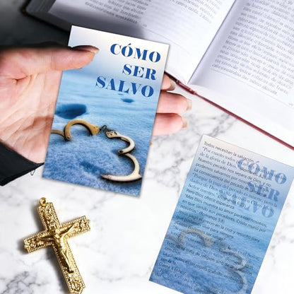 Spanish Gospel Tract Cards, Christian Evangelism Scripture Cards - color: Cómo Ser Salvado